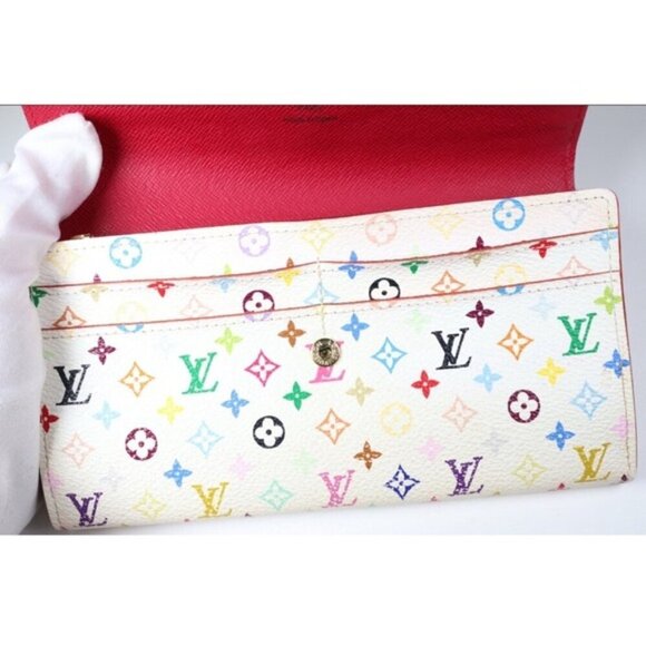 Louis Vuitton X Takashi Murakami White Monogram Multicolore Sarah Wallet - Picture 6 of 12
